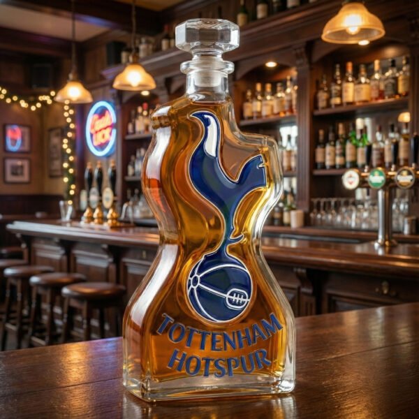 1 Tottenham Hotspur által ihletett whiskykarafa – luxus minőségű, kézzel készített kristályüveg palack, amely ideális whiskyhez, bourbonhöz, konyakhoz vagy skót whiskyhez