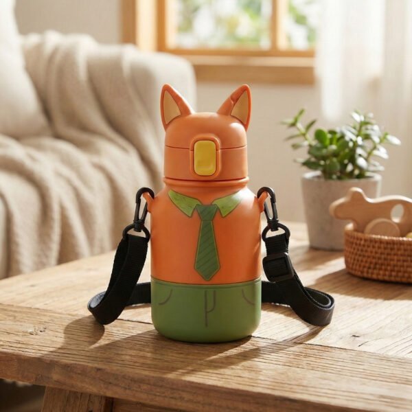 1 Róka ihlette gyerek kulacs – BPA-mentes, szivószálas, szivárgásmentes ivópalack gyerekeknek