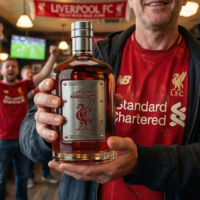 Liverpool FC whiskykarafa – luxus kristály italos palack, kézzel készített karafa Liverpool FC logóval, ideális whiskyhez, bourbonhoz, konyakhoz vagy skót whiskyhez
