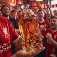 Liverpool FC ihletésű whiskykarafa – luxus kristály italos palack, kézzel készített, ideális whiskyhez, bourbonhöz, konyakhoz vagy skót whiskyhez