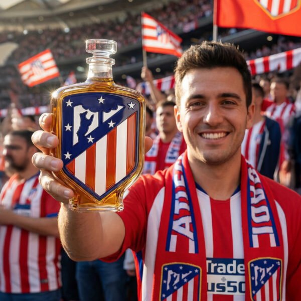 2 Atlético Madrid által ihletett whiskykarafa – luxus, kézzel készített kristálykarafa, ideális whiskyhez, bourbonhoz, konyakhoz vagy skót whiskyhez