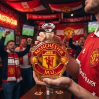 Manchester United ihletésű whiskykarafa – luxus kristály italos palack, kézzel készített, ideális whiskyhez, bourbonhöz, konyakhoz vagy skót whiskyhez