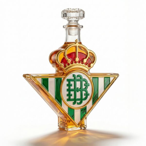 2 Real Betis ihletésű whiskykarafa – luxus, kézzel készült kristályüveg palack, ideális whiskyhez, bourbonhoz, konyakhoz vagy skót whiskyhez
