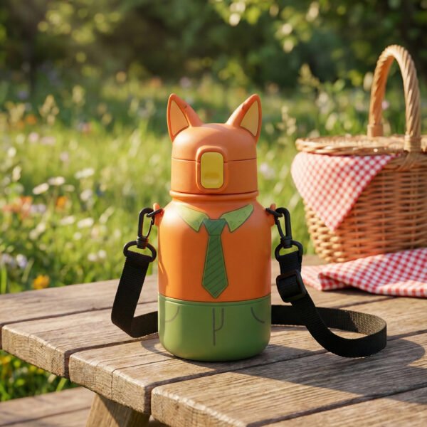 2 Róka ihlette gyerek kulacs – BPA-mentes, szivószálas, szivárgásmentes ivópalack gyerekeknek