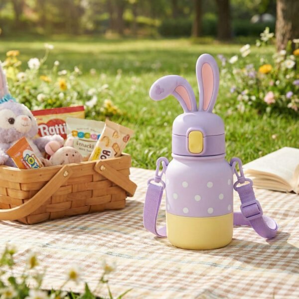 2 Epres mackó ihlette gyerek kulacs – BPA-mentes, szívószálas ivópalack, aranyos rajzfilmes dizájn, szivárgásmentes, fiúknak és lányoknak