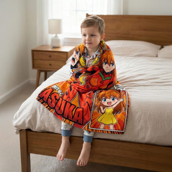 2 Anime ihlette vörös hajú hősnő babatakaró – puha sherpa pléd, személyre szabható ajándék babaváróra, rajzfilmes stílusú otthoni dekor