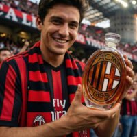 AC Milan ihletésű whiskykarafa – luxus kristály italos palack, kézzel készített, ideális whiskyhez, bourbonhöz, konyakhoz vagy skót whiskyhez