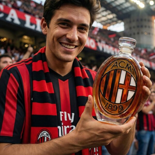 2 AC Milan ihletésű whiskykarafa – luxus kristály italos palack, kézzel készített, ideális whiskyhez, bourbonhöz, konyakhoz vagy skót whiskyhez