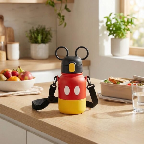 Egér ihlette gyerek kulacs – aranyos rajzfilm stílusú BPA-mentes ivópalack gyerekeknek, szívószállal