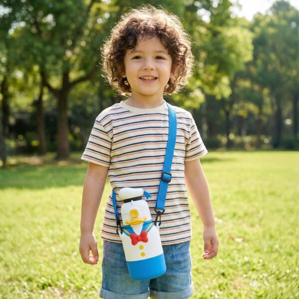 3 Kacsa karakter ihlette gyerek kulacs – aranyos rajzfilm stílusú BPA-mentes ivópalack szívószállal