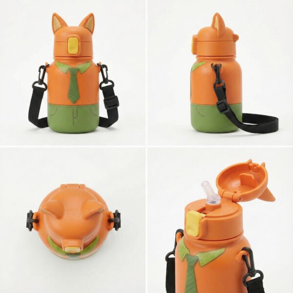 3 Róka ihlette gyerek kulacs – BPA-mentes, szivószálas, szivárgásmentes ivópalack gyerekeknek