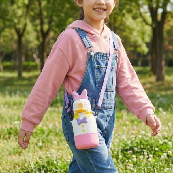 Elegáns kiskacsa ihlette gyerek kulacs – BPA-mentes, szívószálas ivópalack, aranyos rajzfilmes dizájn, szivárgásmentes, fiúknak és lányoknak