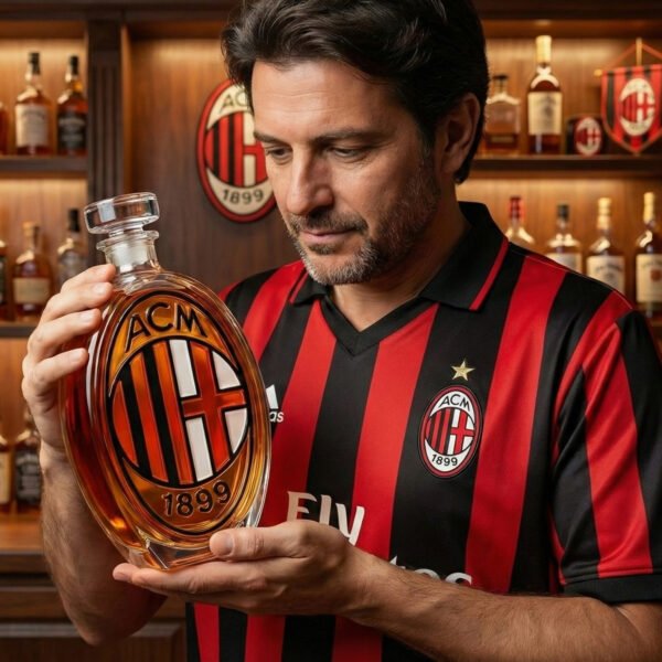 3 AC Milan ihletésű whiskykarafa – luxus kristály italos palack, kézzel készített, ideális whiskyhez, bourbonhöz, konyakhoz vagy skót whiskyhez