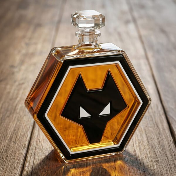 4 Wolverhampton Wanderers FC által ihletett luxus kristály whiskykarafa