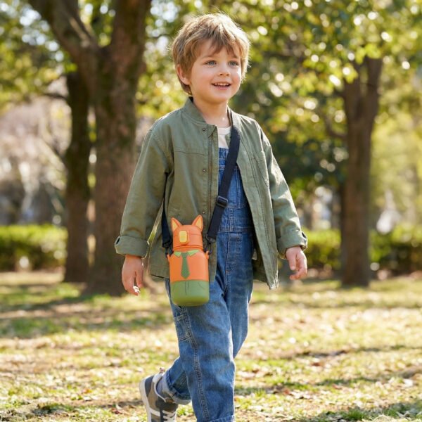 4 Róka ihlette gyerek kulacs – BPA-mentes, szivószálas, szivárgásmentes ivópalack gyerekeknek