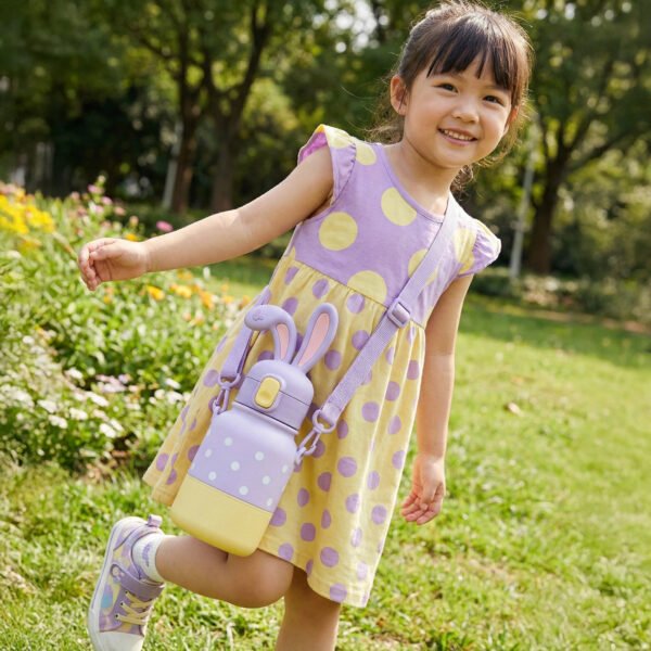 4 Epres mackó ihlette gyerek kulacs – BPA-mentes, szívószálas ivópalack, aranyos rajzfilmes dizájn, szivárgásmentes, fiúknak és lányoknak