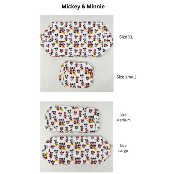 Rajzfilmes egér és barátai ihlette cipzáras neszesszerek – hercegnős minták, 4 méretben