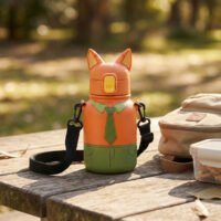 5 Róka ihlette gyerek kulacs – BPA-mentes, szivószálas, szivárgásmentes ivópalack gyerekeknek