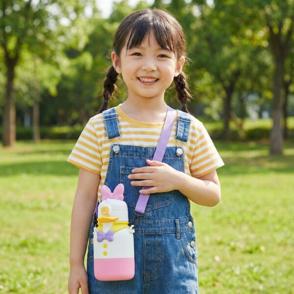 Elegáns kiskacsa ihlette gyerek kulacs – BPA-mentes, szívószálas ivópalack, aranyos rajzfilmes dizájn, szivárgásmentes, fiúknak és lányoknak