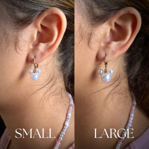 Gyöngyös egér formájú lelógó fülbevaló | 18K aranyozott, hipoallergén