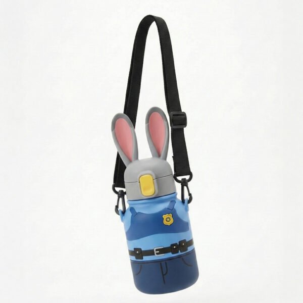 Bátor nyuszi ihlette gyerek kulacs – BPA-mentes, szívószálas ivópalack, szivárgásmentes, aranyos rajzfilmes dizájn fiúknak és lányoknak