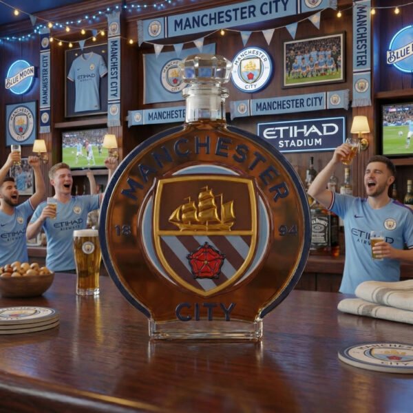 9 Manchester City ihletésű whiskykarafa – luxus, kézzel készített kristálykarafa