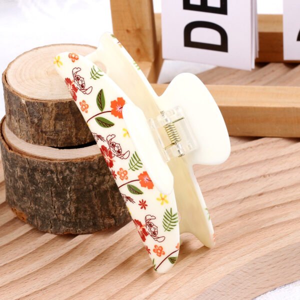 Virágos rajzfilm ihlette akril hajcsat – aranyos, elegáns dísz kontyhoz (cápa hajcsat)