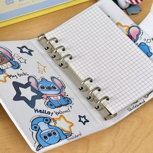 1 (1) Aranyos kék űrlény ihlette A5 gyűrűs határidőnapló – kétoldalas rajzfilmes dizájn, esztétikus INS stílusú jegyzetfüzet