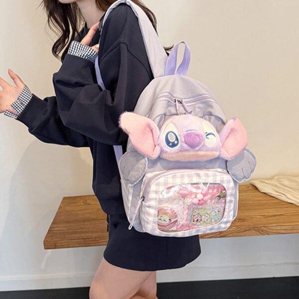 1 Aranyos angyal ihlette rajzfilmes női hátizsák – lila színben, könnyű, praktikus és divatos mindennapi dupla vállpántos táska