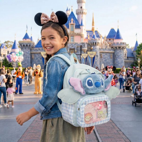 1 Aranyos angyal ihlette rajzfilmes női hátizsák – kék színben, könnyű, praktikus és divatos mindennapi dupla vállpántos táska