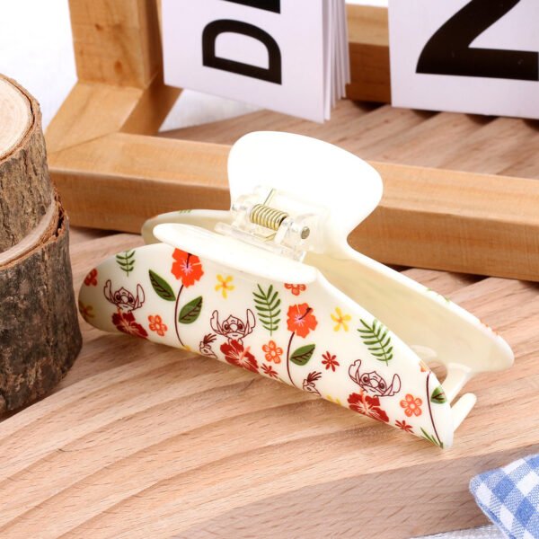 Virágos rajzfilm ihlette akril hajcsat – aranyos, elegáns dísz kontyhoz (cápa hajcsat)