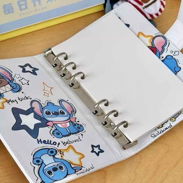 1 (3) Aranyos kék űrlény ihlette A5 gyűrűs határidőnapló – kétoldalas rajzfilmes dizájn, esztétikus INS stílusú jegyzetfüzet