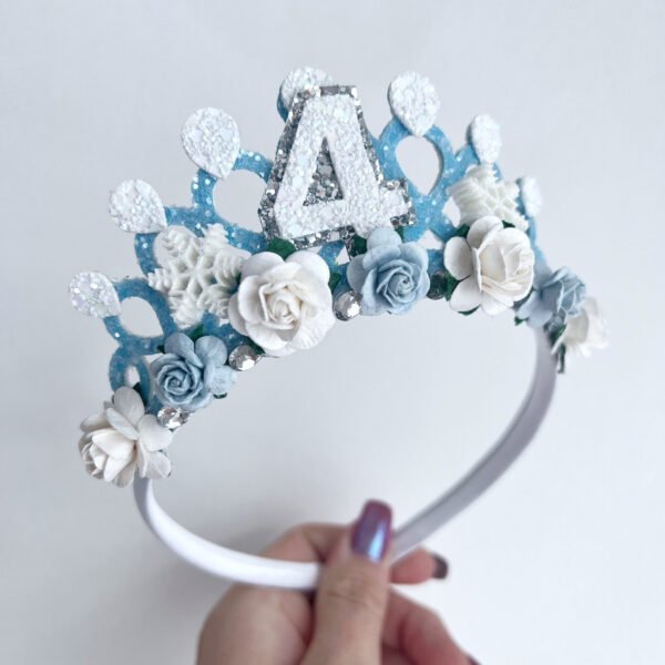 1 Hópehely születésnapi tiara korona – Jégkirálynő ihlette parti fejpánt
