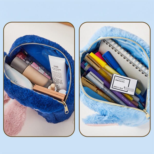 Plüss rajzfilmes stílusú kozmetikai táska és irattartó – nagy kapacitású neszesszer, mosdó- és mobiltelefon-tartó