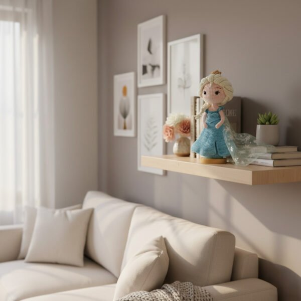 Jégkirálynő hercegnő horgolt baba – kézzel készített hercegnős plüss figura, gyönyörű lánybaba, tökéletes karácsonyi ajándék testvérnek, ünnepi ajándék