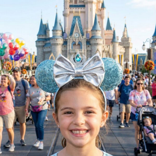 Hercegnő ihlette egérfüles fejpánt – rajzfilmes stílusú, csillogó karakteres fülek, gyerekeknek és felnőtteknek