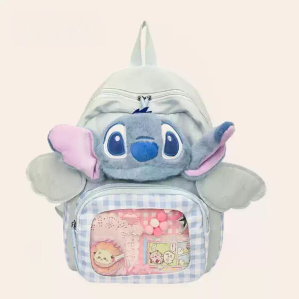 3 Aranyos angyal ihlette rajzfilmes női hátizsák – kék színben, könnyű, praktikus és divatos mindennapi dupla vállpántos táska