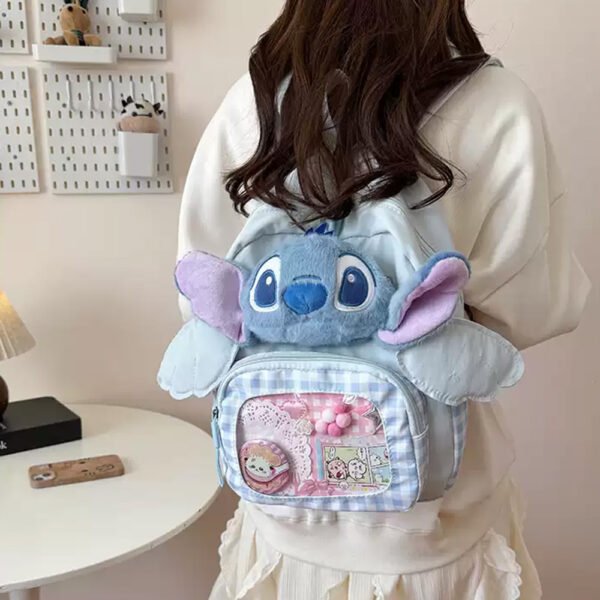 4 Aranyos angyal ihlette rajzfilmes női hátizsák – kék színben, könnyű, praktikus és divatos mindennapi dupla vállpántos táska