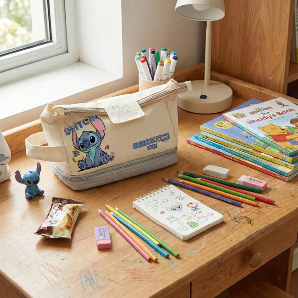 Űrkutya ihlette nagyméretű tolltartó – aranyos anime stílusú, kétoldalas mintás, nagy kapacitású írószer rendszerező