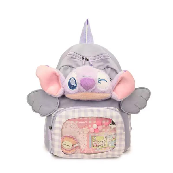 5 Aranyos angyal ihlette rajzfilmes női hátizsák – lila színben, könnyű, praktikus és divatos mindennapi dupla vállpántos táska