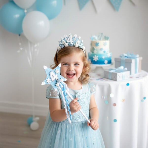 6 Hópehely születésnapi tiara korona – Jégkirálynő ihlette parti fejpánt