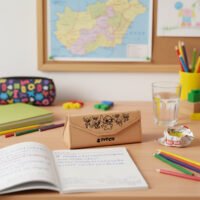 Aranyos kék űrlény ihlette hordozható szemüvegtok / tolltartó – rajzfilmes, anime stílusú, többfunkciós tároló